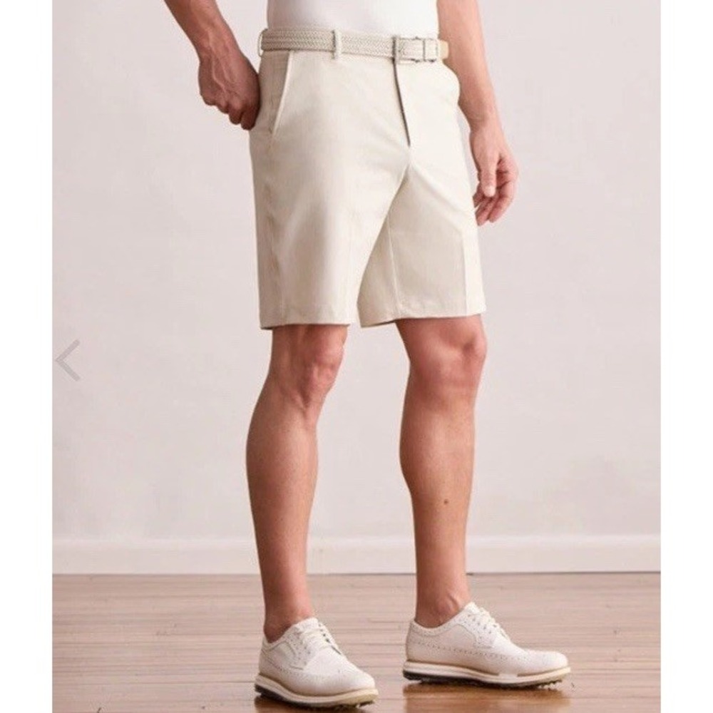 Dunning Golf Player Fit Woven 10" Short Flat Front White Slash‎ Pocket Men36